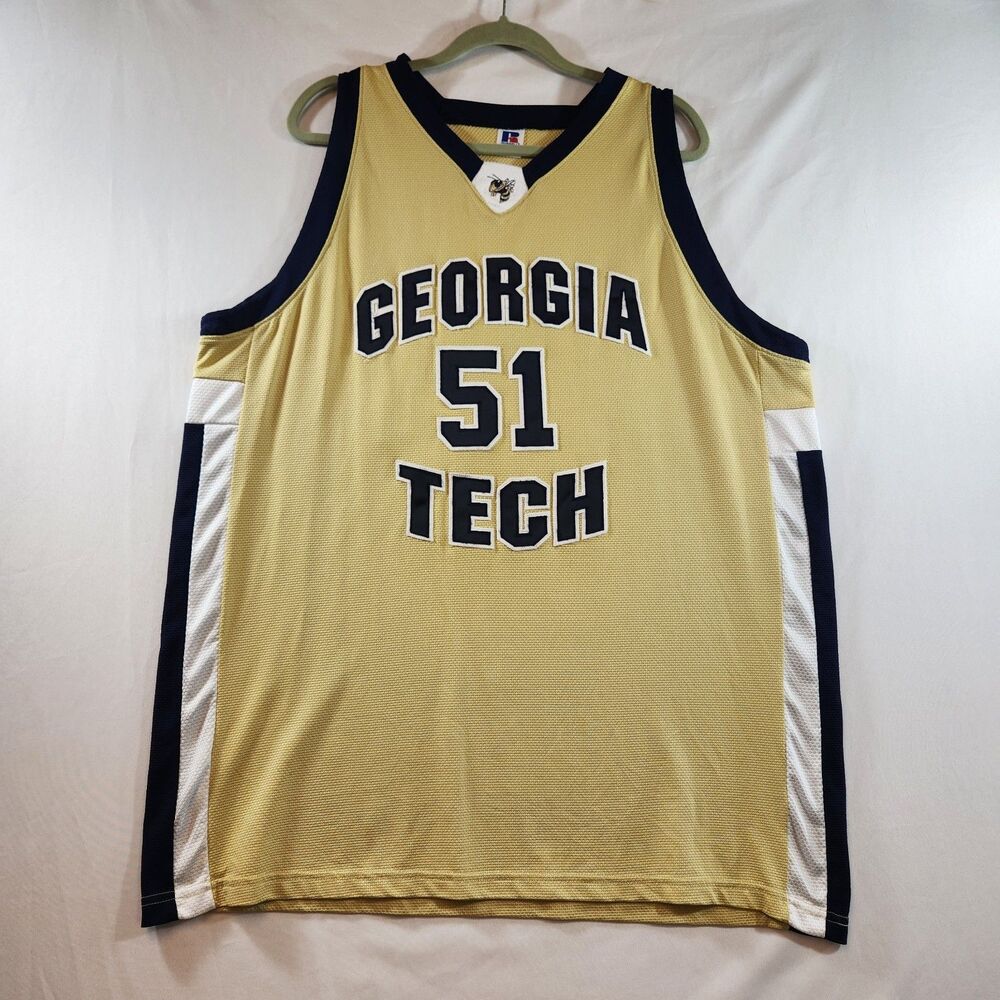 Georgia Tech Yellow Jackets Basketball Jersey Gold & Blue #51 Adult Size 48 VTG